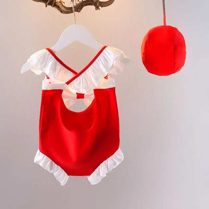 Lovely Red Bowknot Swimwear for Little Girl, Cute Swimsuits for Baby Girl