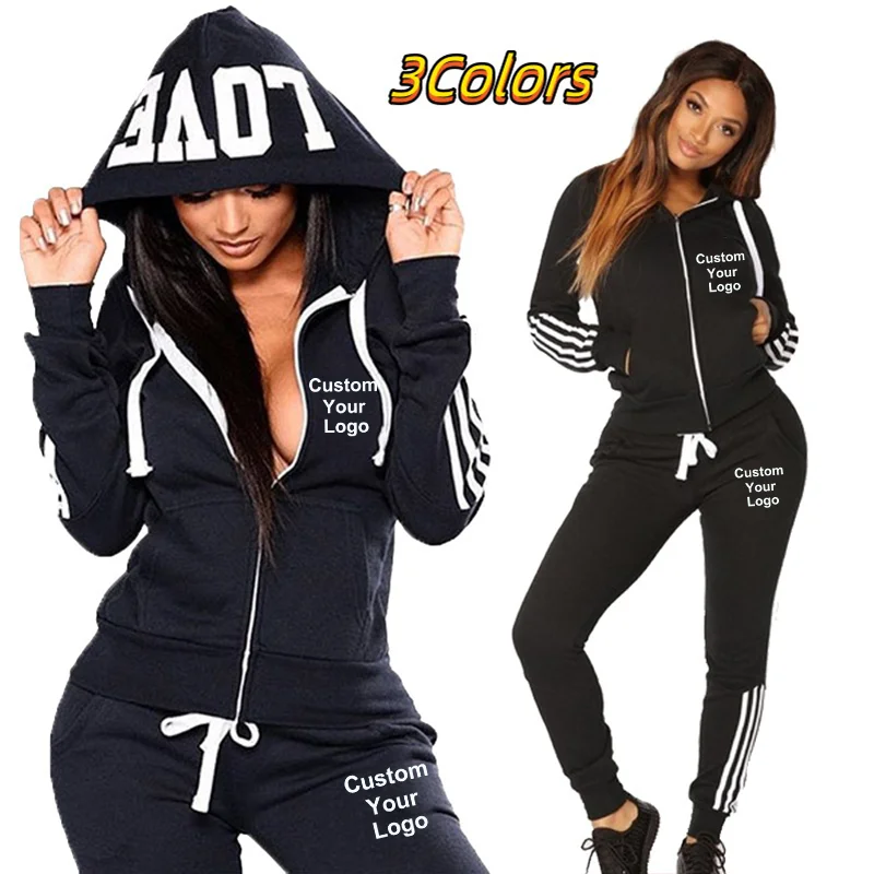 New Womens Custom Your Logo Sweat Suits Tracksuits Hooded Jogging Sports Suits Baseball Uniforms Track Suits hot autumn winter womens hoodie sweatpants 2 piece sweat suits hooded jogging sports suits fashion printed track suits