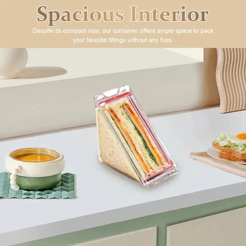 547F Triangle Sandwich Container Plastic Breakfast Holder Practical Lunch Organizers