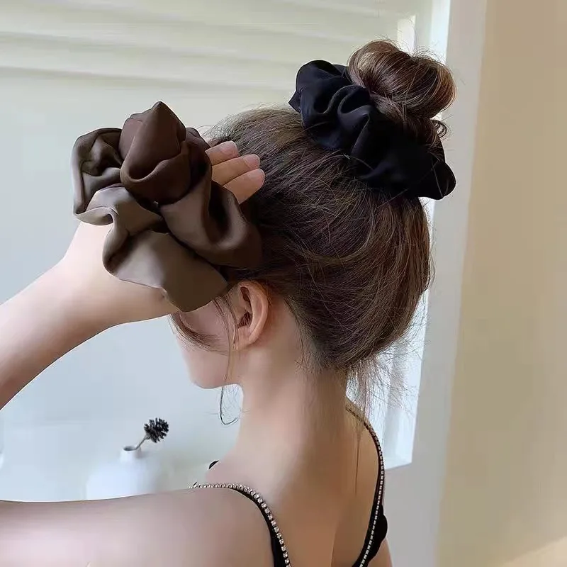 Elegant Silk Elastics Hair Band Solid Color Scrunchies for Women Girl Ponytail Holder Hair Rope Korean Hairband Hair Accessoires