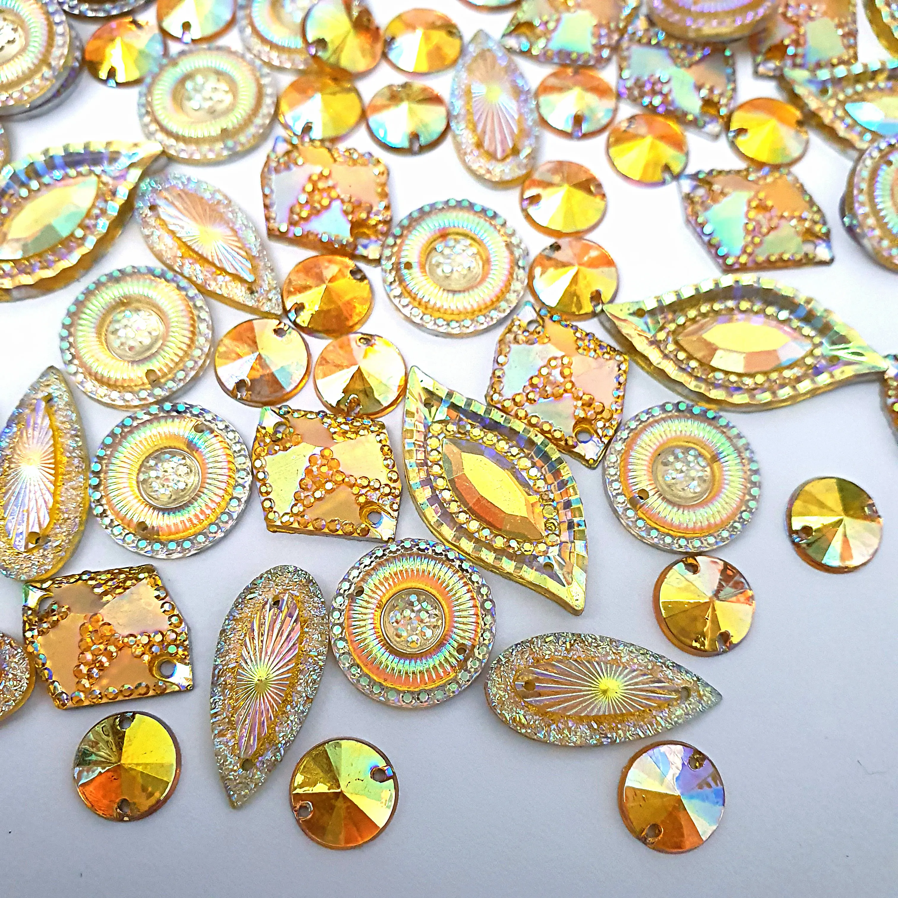 YELLOW-Circle-Round-Drop-Rhinestones-Gems-Stones-and-Crystals-Sew-On ...