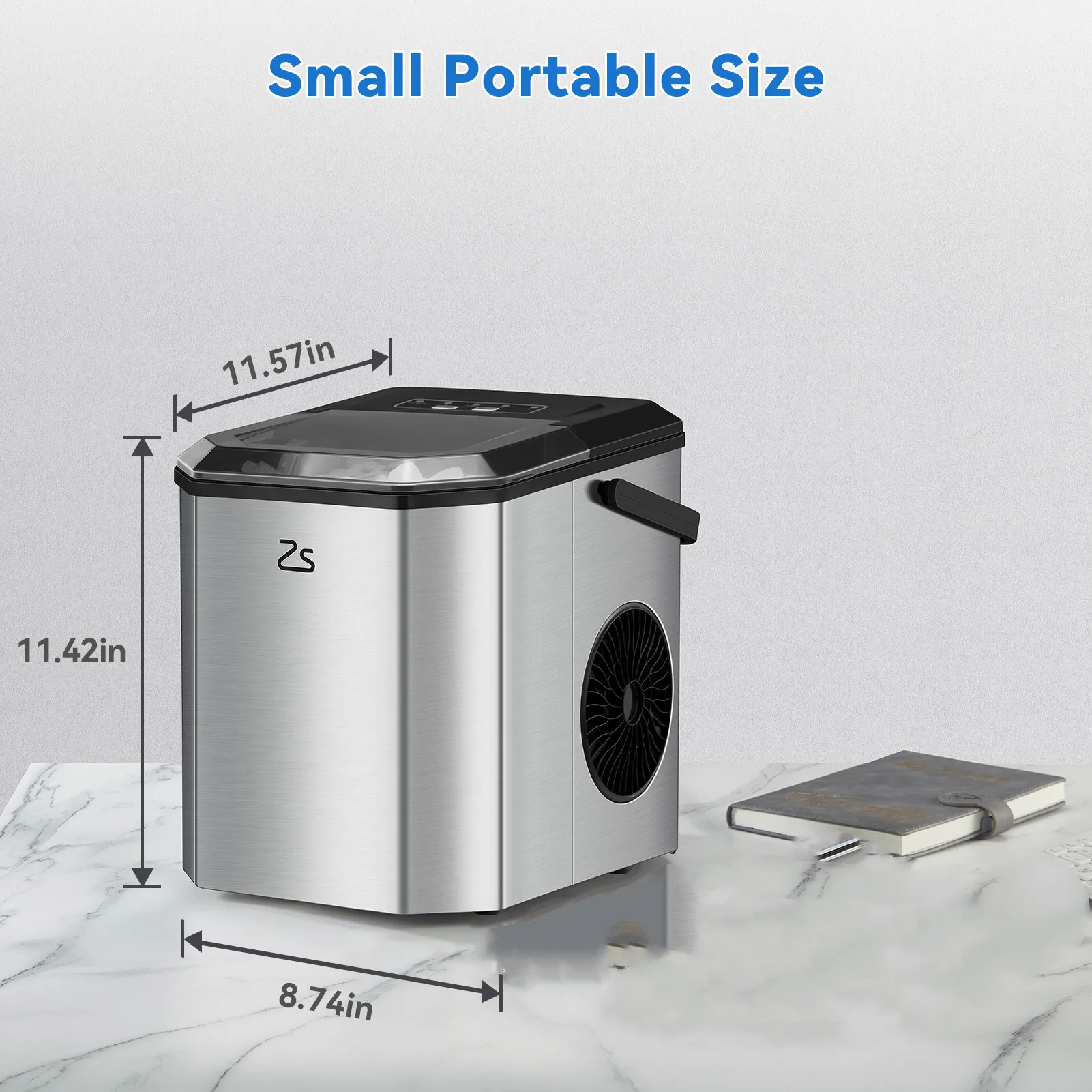 Ice Maker Countertop with Bullet Ice, 10,000pcs/26Lbs/Day, Portable Ice Machine w/Ice Scoop, 45lb Quiet Design and Self-Cleaning 6