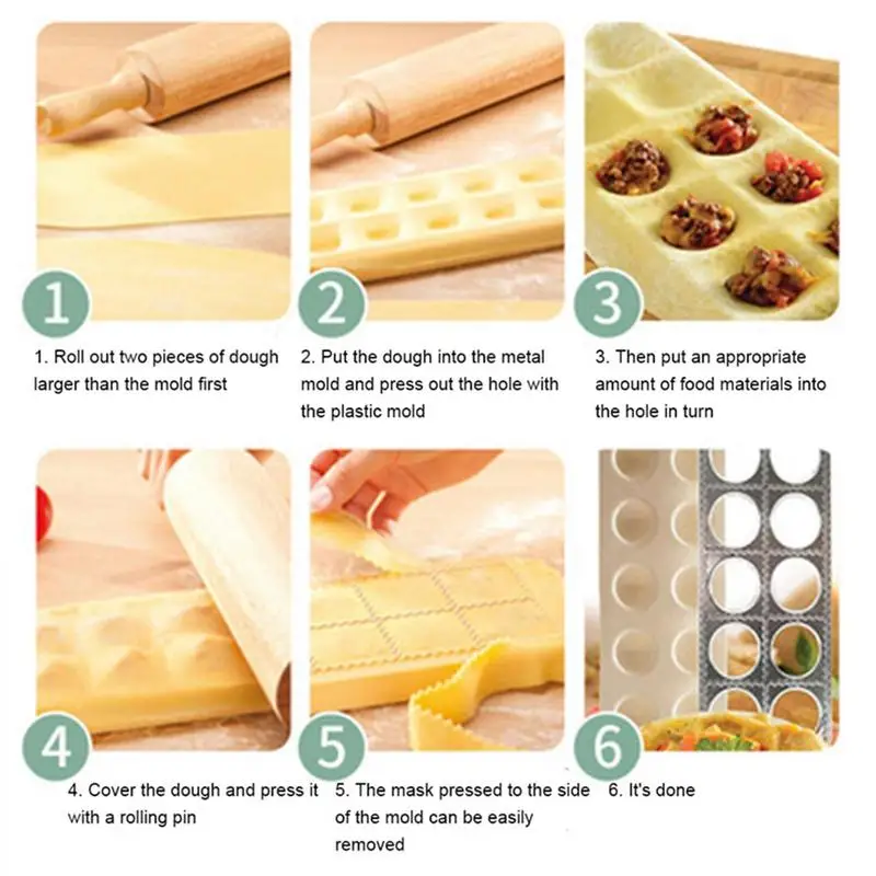 Ravioli Mold Extra Large Square Ravioli Tray Press With 12 Cavities Pasta Maker Kit For Italian Raviolis Dumplings Wontons