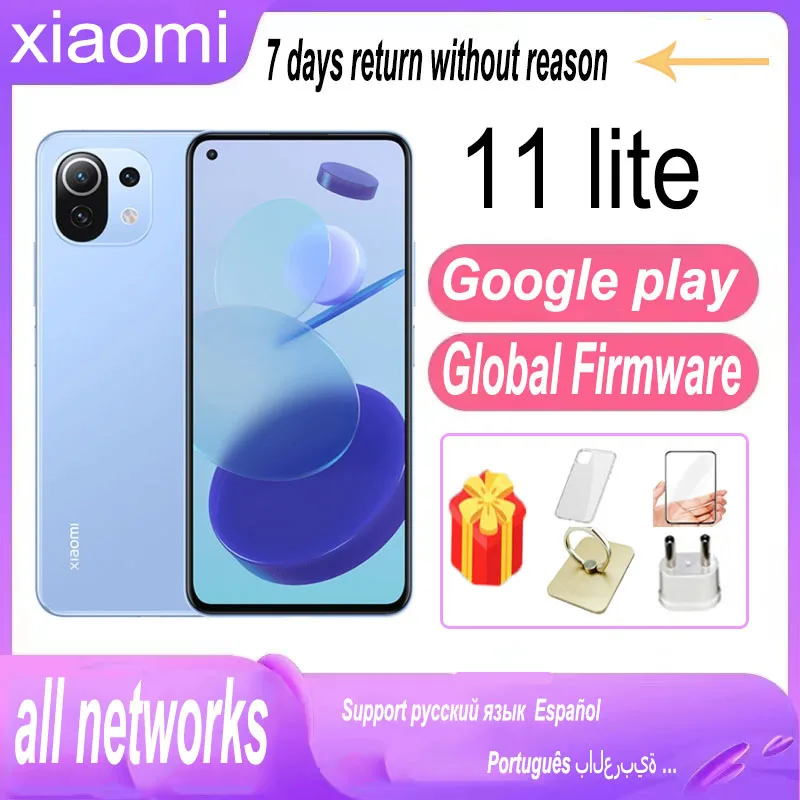 

smartphone redmi Xiaomi 11 Lite 5G Global firmware 8G 256G Qualcomm Snapdragon780G 6.55inchs 64MP 20MP 2400x1080 Android