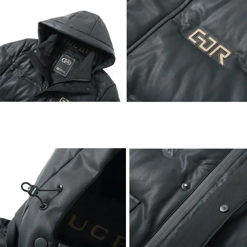 Luxury Brand Sheepskin Coats Big Size Down Jacket Men Thick Warm Hooded High Quality Leather Jacket Winter Parka Men Clothing