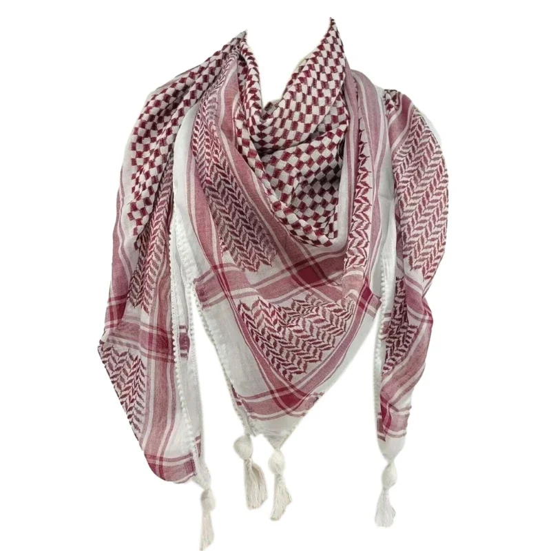 

Dustproof Adult Shemagh Scarf Multi Purpose Lattice Pattern Keffiyeh Headscarf Adjustable Religious Scarf Outdoor Scarf