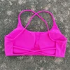 Soutien-gorge de yoga pour femme, couleur unie, à quatre bretelles croisées dans le dos, dos évidé, push-up, avec coussinets de poitrine, idéal pour le fitness et le sport