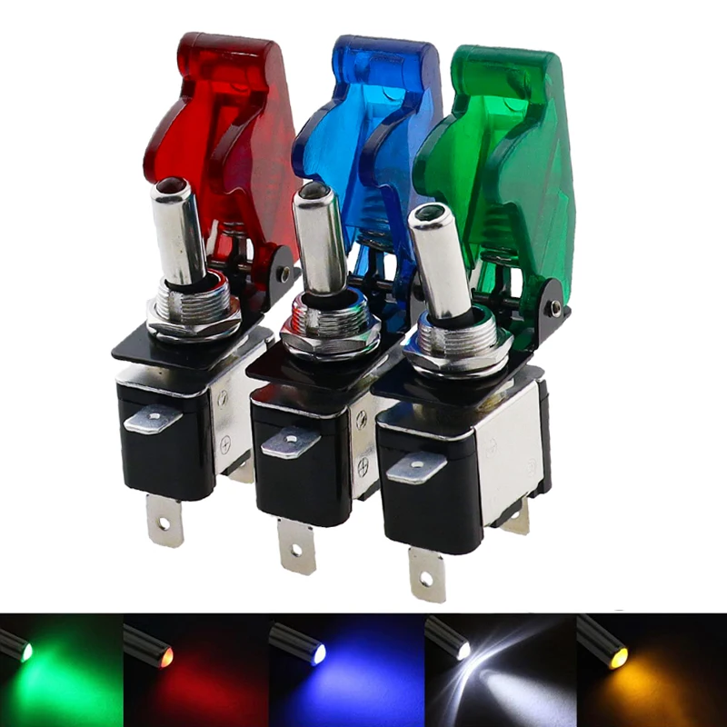 5Set /lot 12V 20A Auto Car Vichel Led Toggle Switch With Safety Cover