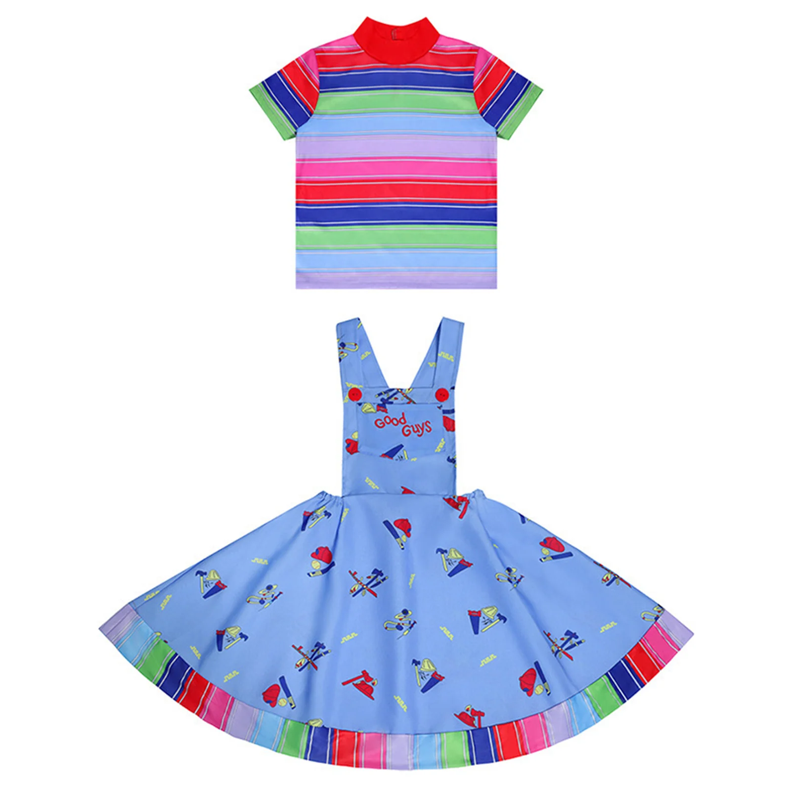 thumbnail image 1 of Disfraz de Chucky de la película Child's Play, uniforme, camiseta, mameluco, conjunto completo, disfraz de Halloween para niños, 1 of 4