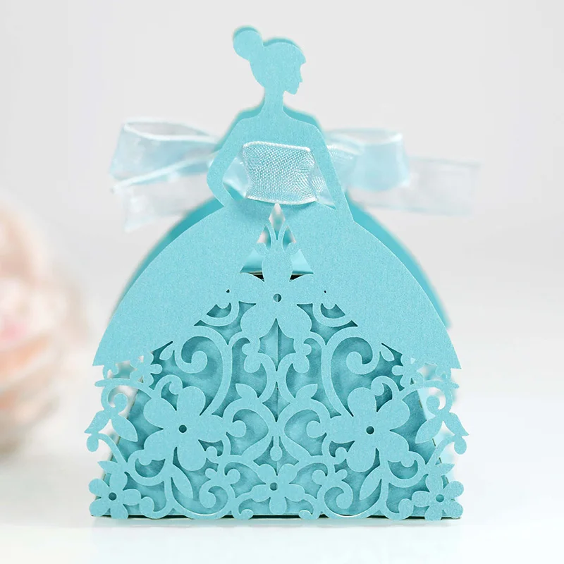 Laser Cut Pearl Paper Gift Boxes with Ribbon – Elegant Candy Chocolate Packaging for We... - SKU GBR17058 - UGI Packaging