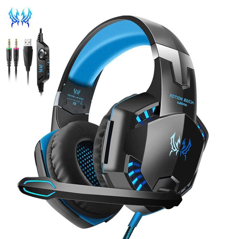 

KOTION EACH G2000 Gaming Headset Deep Bass Stereo Wired Computer LED Illuminated Headphone with microphone for PS4 XBOX PC Gamer