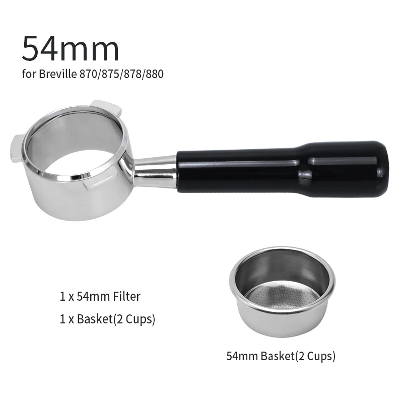 Sage - The Naked Portafilter 54mm - Portafiltro Senza Fondo per Macchina da Caffè Espresso - Aiuto Visivo per Estrazione, Manico Ergonomico, Compatibile con Portafiltri 54mm - Legno di Noce Premium