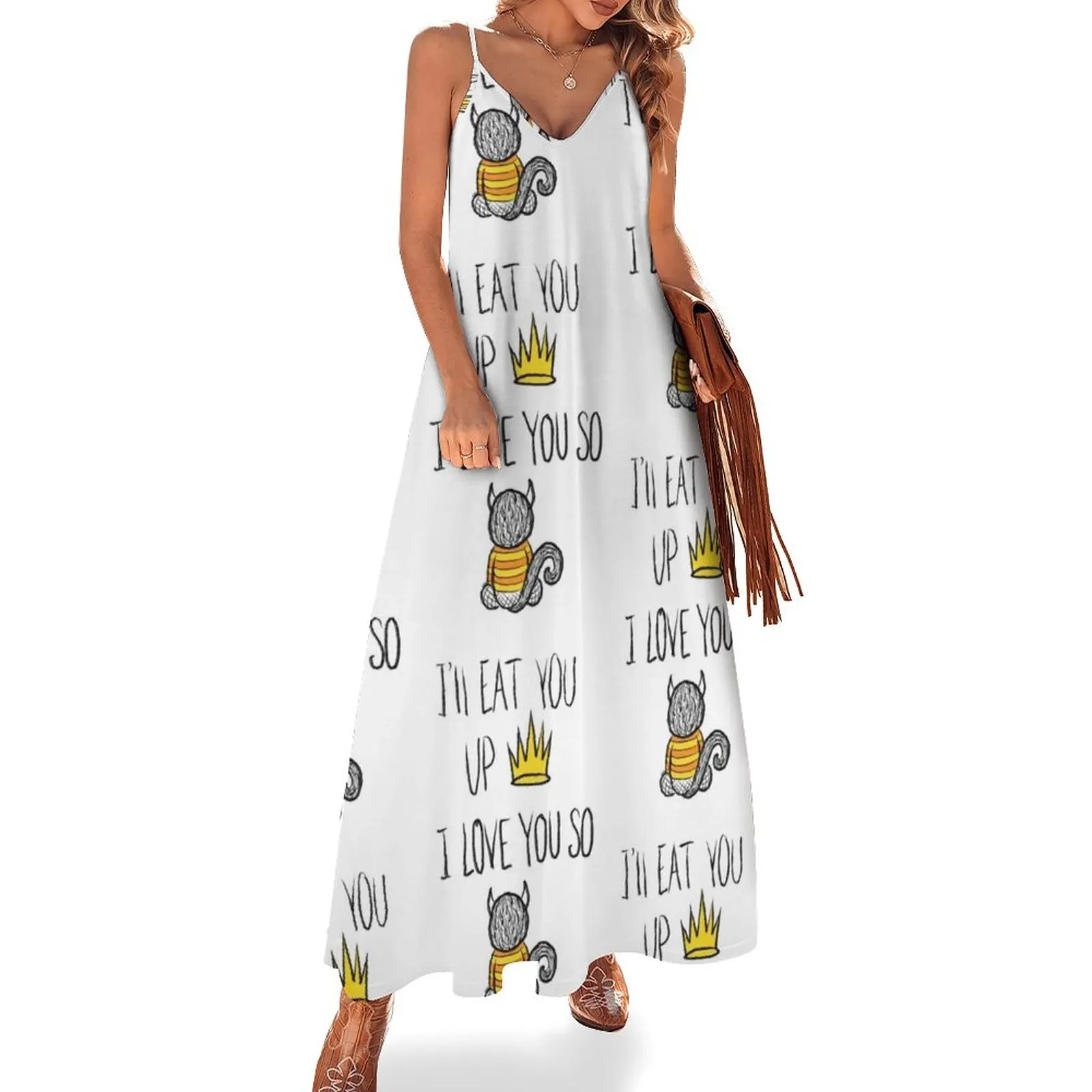 

New Where the Wild Things Are I'll Eat You Up I Love You SoWhere Sleeveless Dress Summer women's clothing summer women's suit