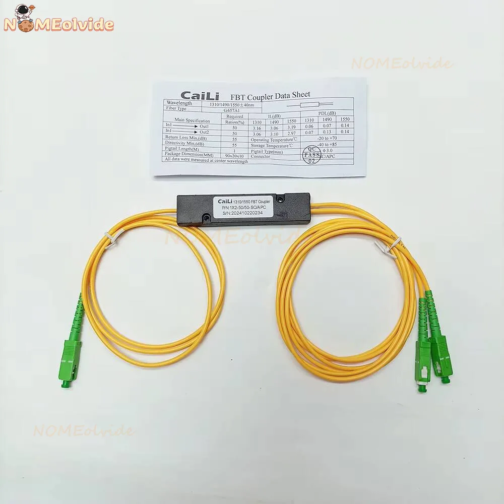PLC Splitter SC A/UPC 1X2 PLC Singlemode Fiber Optic Splitter SC/UPC FBT Taper Type Computer Cable Cord Sleeve 5-10pcs