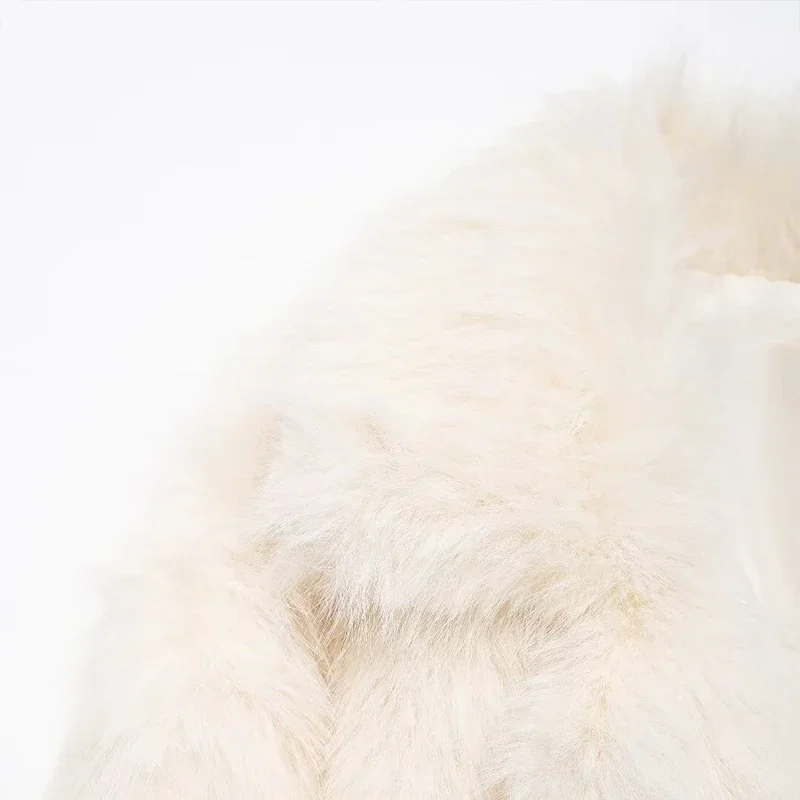 Fashion Solid Fluffy Faux Fur Coat Women Lapel Long Sleeve Thick Warm Loose Jackets 2025 Winter Elegant High Street Outerwear
