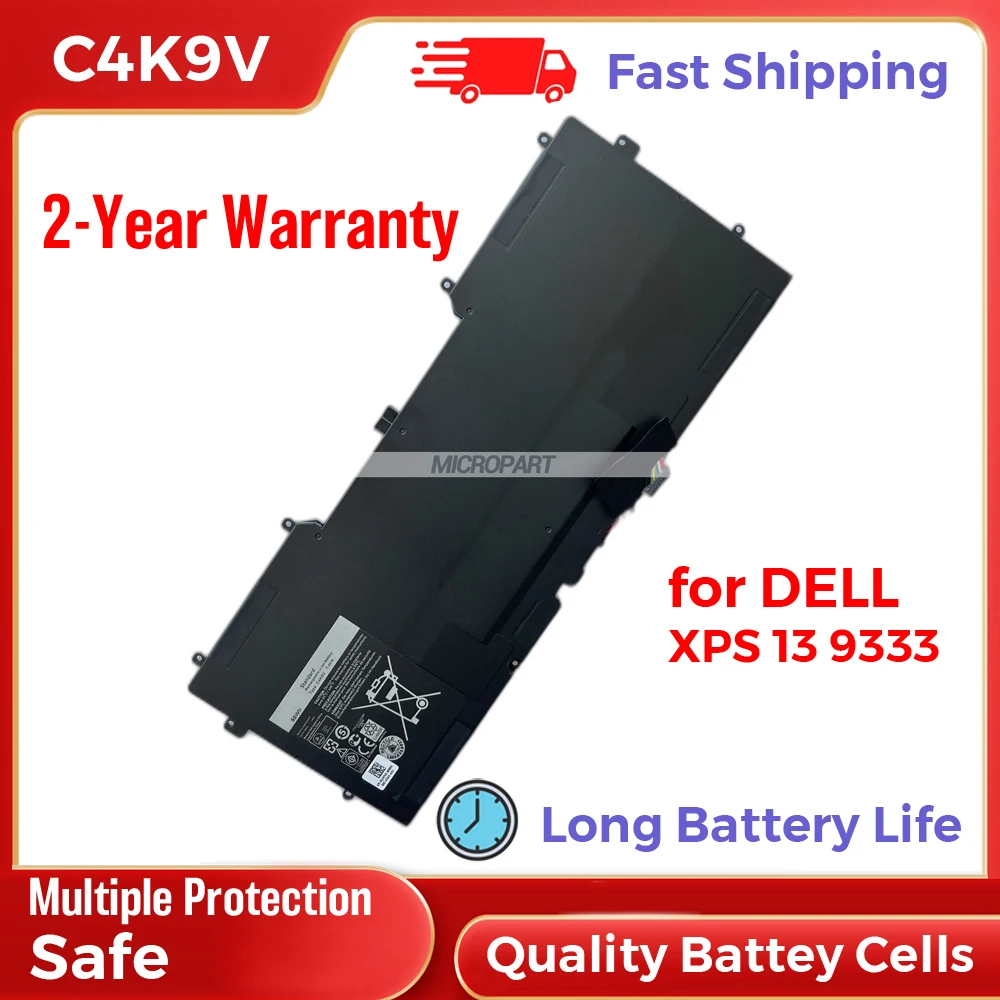 Batteria Sostitutiva Per Laptop 55Wh C4K9V Per Dell Xps 12 L221X Xps 13 9333 Xps 13 L321X Xps 13 L322X 7.4V Lunga Durata Della Batteria Agli Ioni Di L