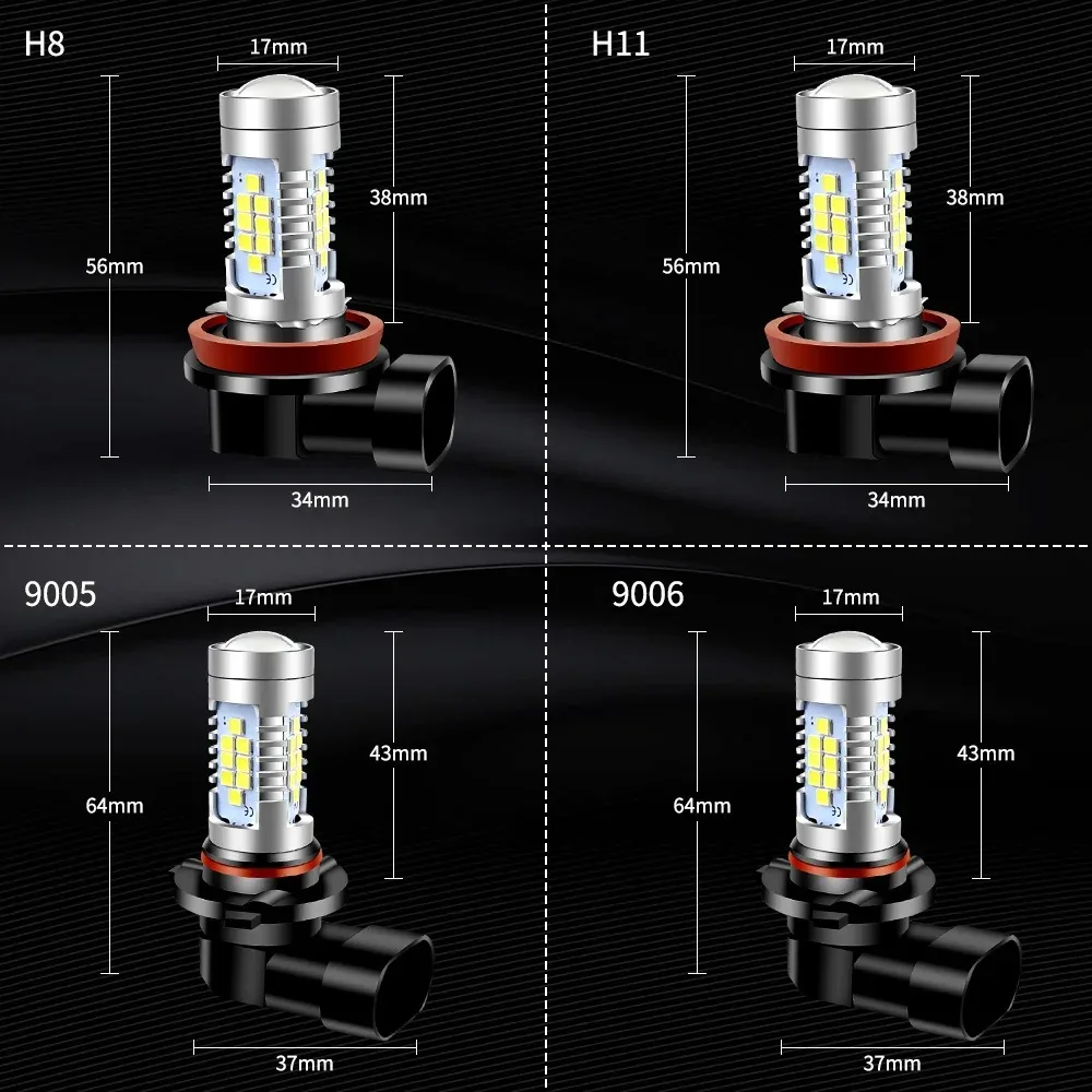 2개입 H11 LED 헤드라이트 H8 H9 H16(JP) 자동차 안개등 9005 HB3 9006 HB4 전구 1:1 할로겐 미니 사이즈 플러그앤플레이 램프 30SMD 캔버스 12V