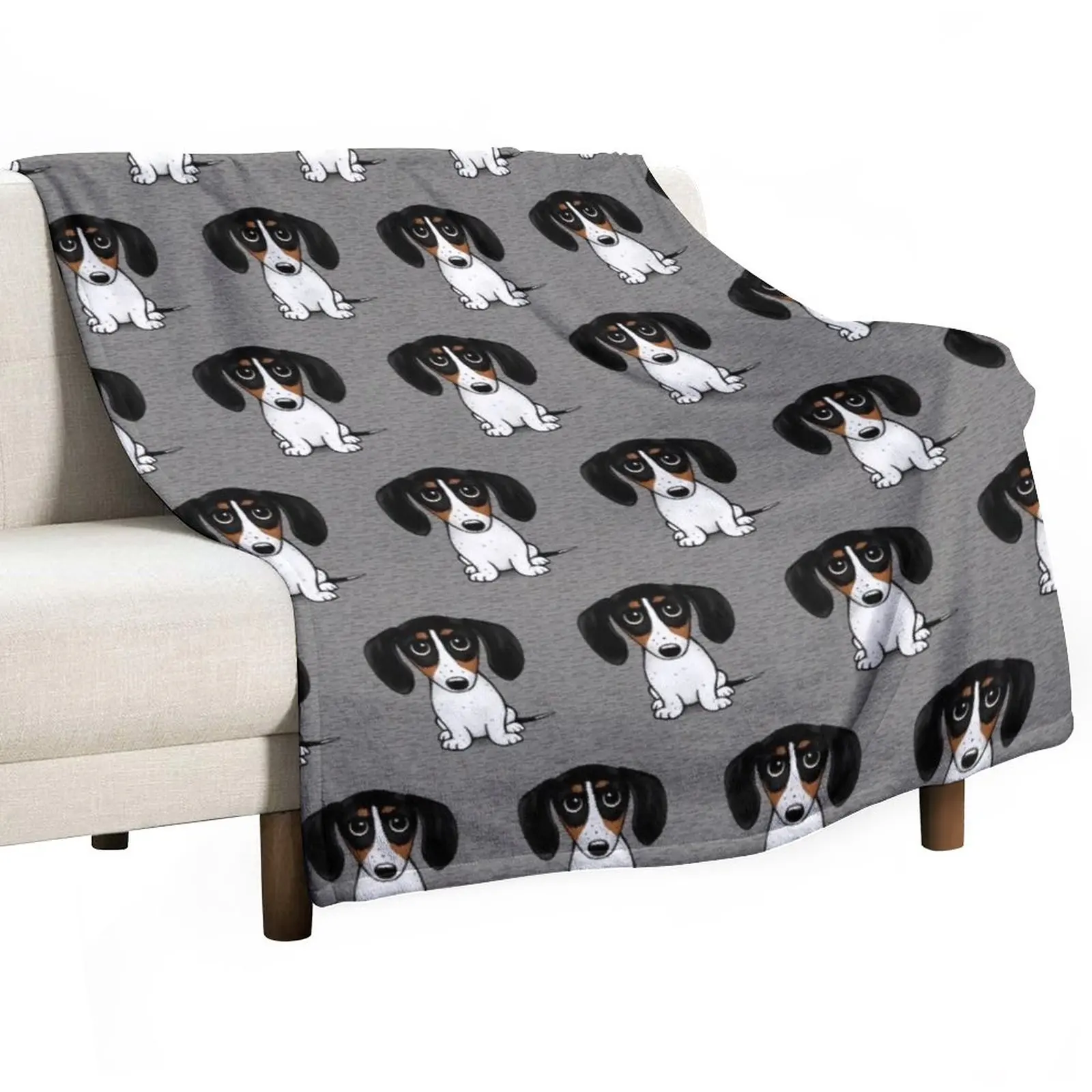 

Piebald Dachshund | Cute Black, Tan and White Wiener Dog Throw Blanket christmas gifts for babies Decorative Beds Blankets