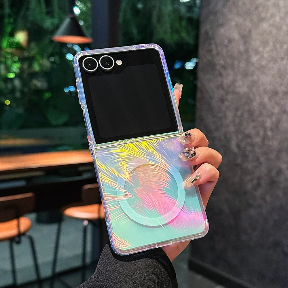 Magsafe Dazzling Laser Phone Case with Wireless Charging Capability and Colorful Back Cover