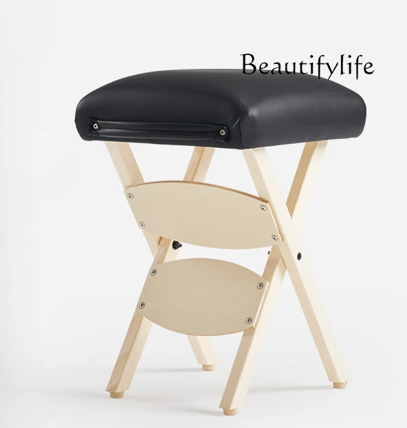 

Portable wooden folding stool technician's stool, solid wood beauty folding master's chair, horse chair, household use