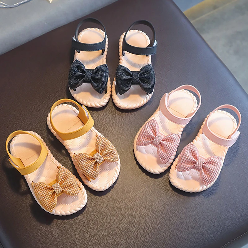 girl princess shoes Summer Kids Girls Shoes Fashion Sweet Princess Children Sandals for Girls Toddler Baby Soft Sweet Breathable Holow Out Bow Shoes slippers for boy