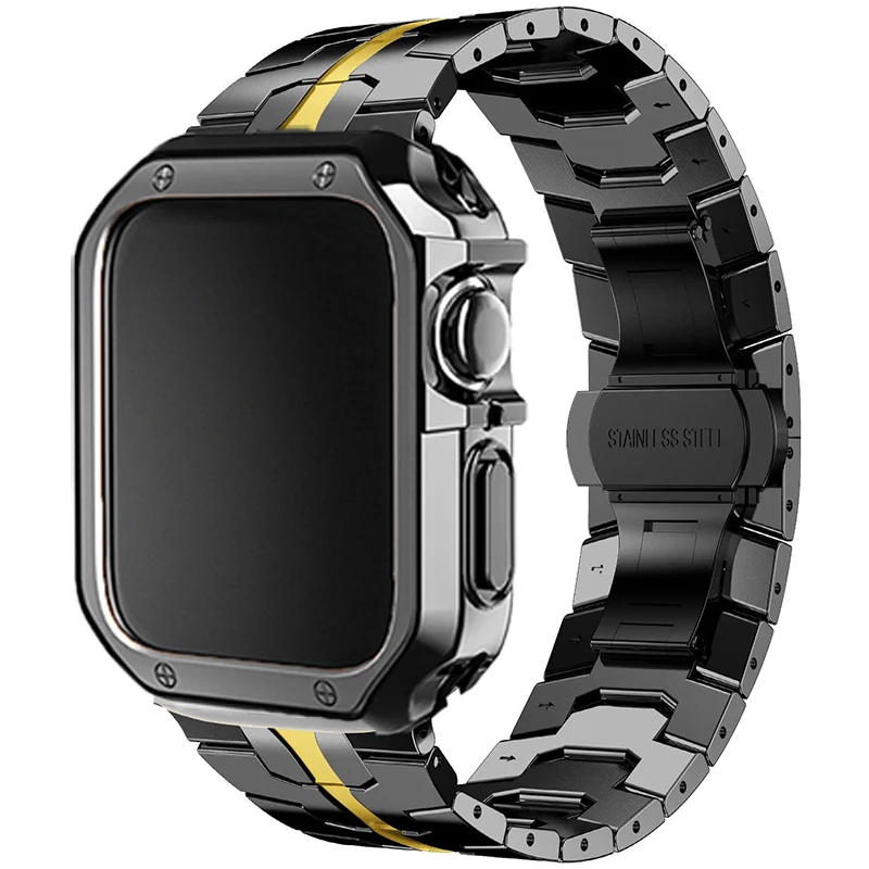 Premium Stainless Steel and TPU Apple Watch Strap with Case