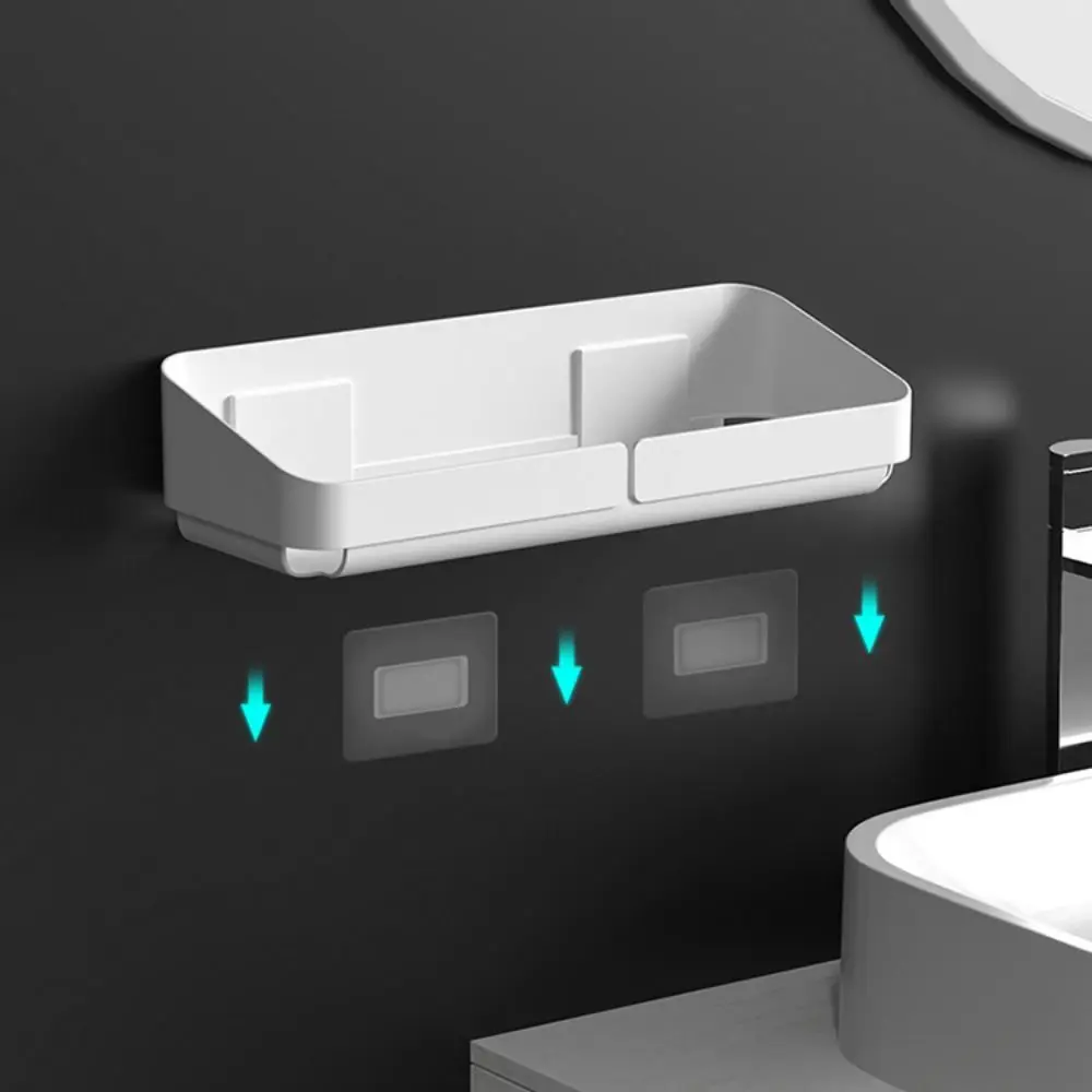 Self Adhesive Wall Mounted Storage Rack Box Bathroom Shelves Toilet Washstand Punch Free Shampoo Holder Bathroom Accessories 4