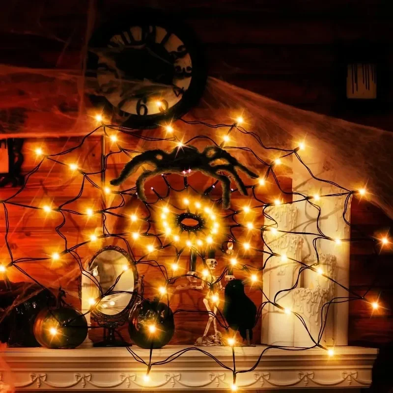 Glowing Spider Web Lights for Halloween Party Decor