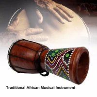 Tambour Djembe Africain en Bois Massif Sculpté à la Main, Peau de Chèvre, Tinging Musical Traditionnel Africain, 6 Pouces 3