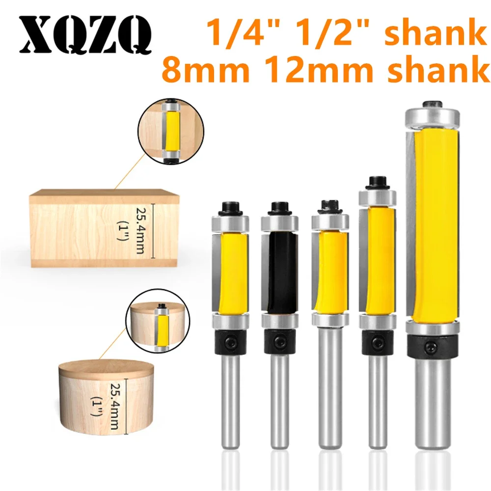 

6.35mm 8mm 12mm 12.7mm Shank Flush Trim Bit with Double Bearing Router Bit Woodworking Milling Cutter for Wood Bit End Milll