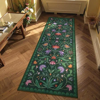 Tappeto da corridoio Scale Passerella Tappetino a striscia lunga Tappetini pieghevoli lavabili in lavatrice Tappeto decorativo per la casa in stile floreale bohémien 1