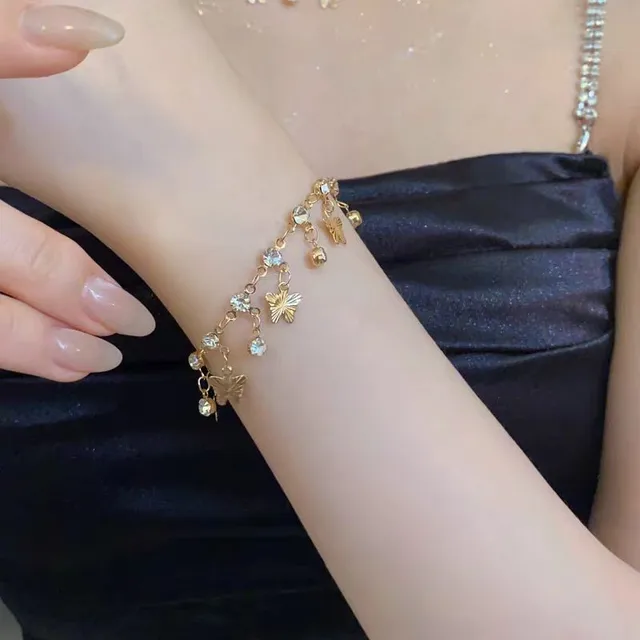 Bracelet en alliage de zinc, bracelet fleur en zircon étincelant, bracelet fait main en alliage pour usage quotidien, accessoire de mode pour soirée