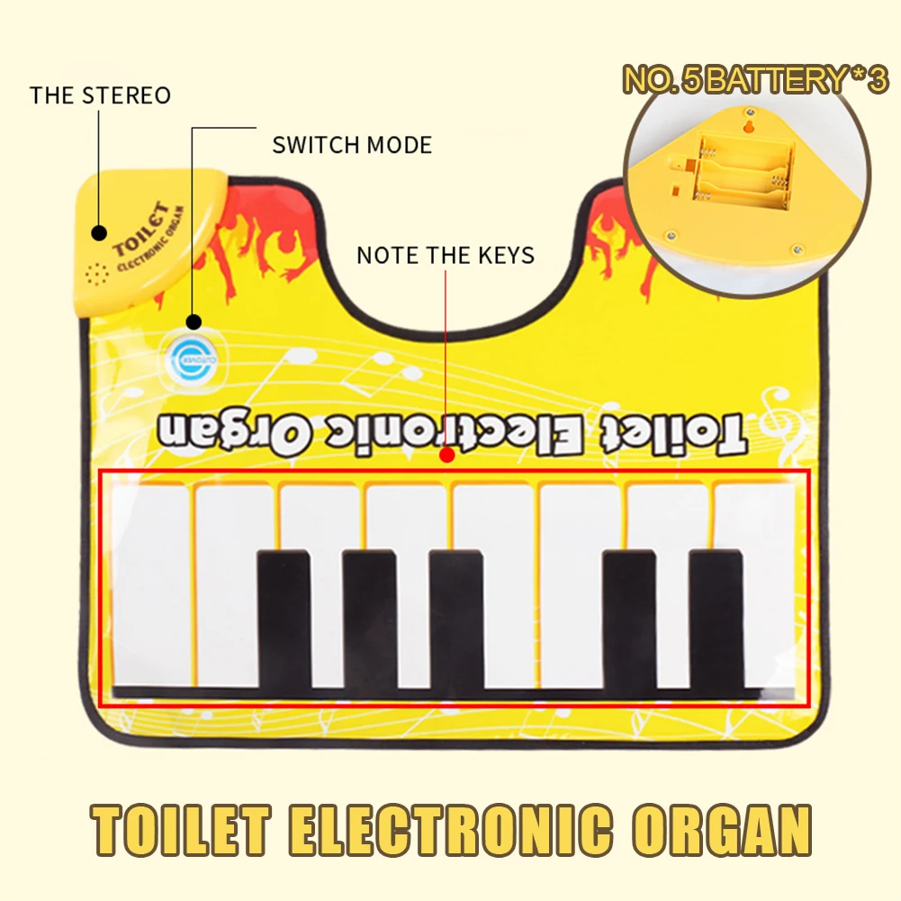 Novelty Potty Piano Sounding Carpet Bathroom Funny Toe Music Keyboard Toilet Floor Mat for Home Bathroom