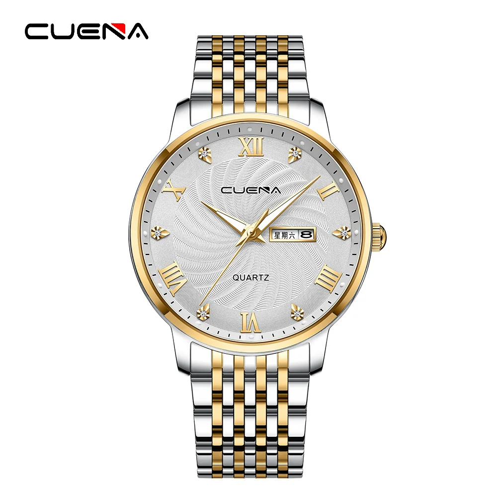 

CUENA Luxury Big Brand Watch For Men Quartz Business Simple Wrist Watches Leather Strap Clock Gifts Relogios Masculino