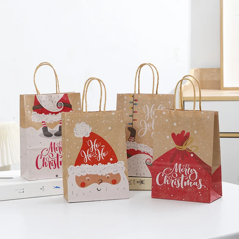 4PcsChristmasPaperBagsChristmasGiftBagsSantaClausElkBellXmax