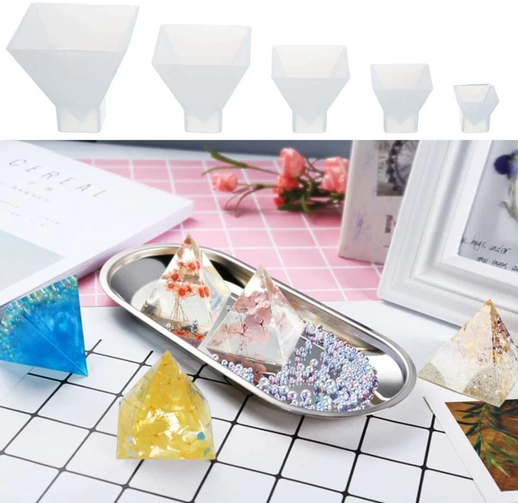 1PCS 5 Sizes Pyramid Jewelry Casting Molds Silicone Resin DIY Jewelry Craft Making Epoxy Resin Mold Supplies قوالب سيلكون