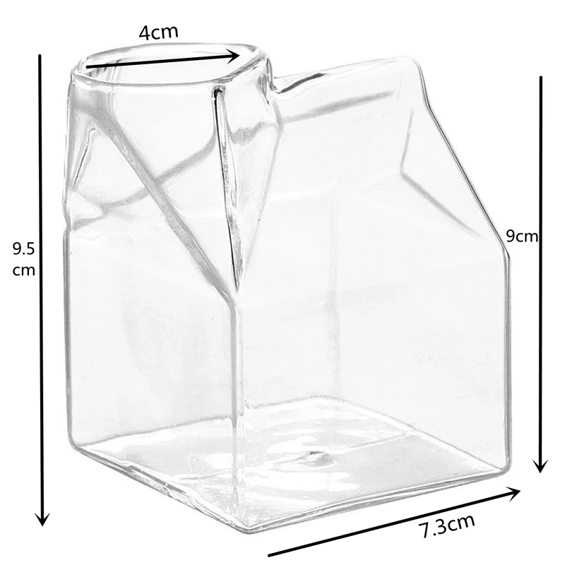 Description Picture 2 of item1Pc Milk Cup 300ML Half Pint Milk Carton Style Creative Mini Creamer Jug Glass Milk Mug Cow Udder Cup Milk Cup Wholesale