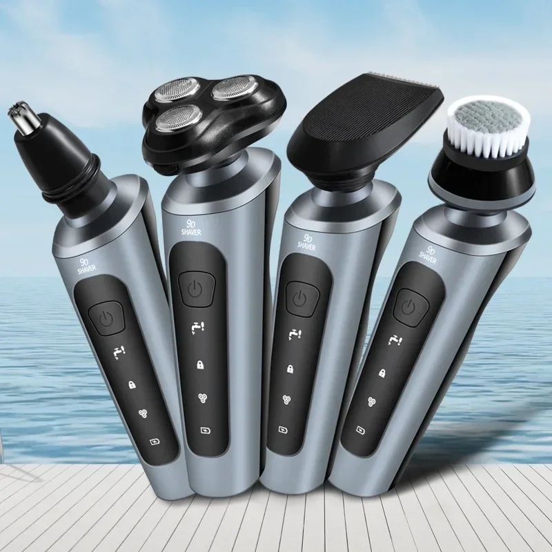 Electric Shavers for Men Waterproof Electric Trimmer Razor Wet &Amp Dry Use Rechargeable Battery Rotary Shavers Machine Shaving