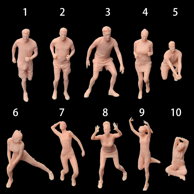1:64 Figura Running Warm Up Miniature 1/43 Uomo Donna Modello Sportivo Garage Garage Kit Deve Essere Colorato Da Solo
