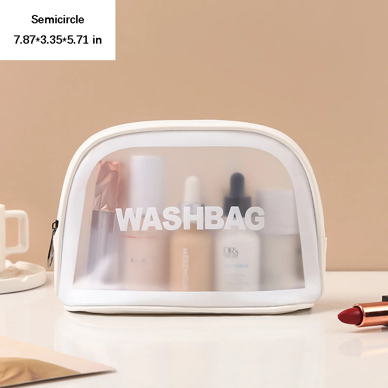 Translucent Waterproof Portable Toiletry and Makeup Bag with Handle - Large Capacity