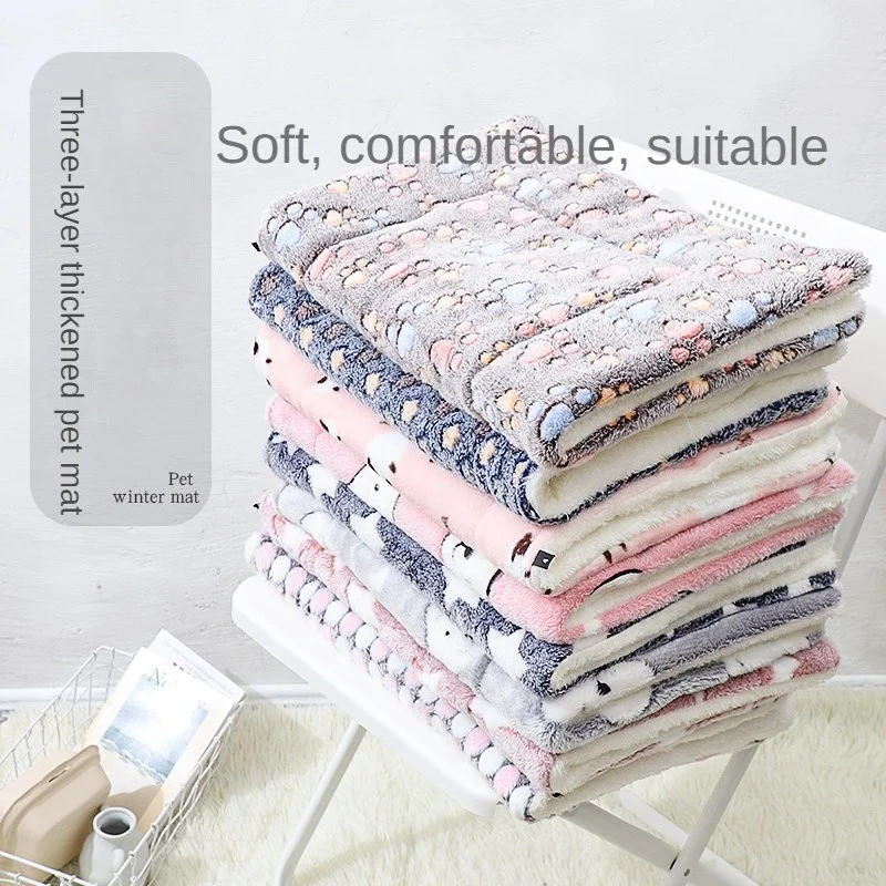 

Pet mat thickened autumn and winter warm and soft kennel dog blanket anti-slip seat cushion