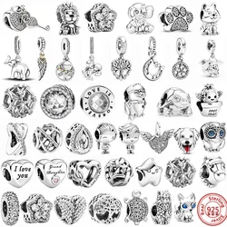 925 Sterling Silver Love Family Tree Snowflakes Dangle Beads Fit Original Pandora Charms Bracelets DIY Bead Women Jewelry Making