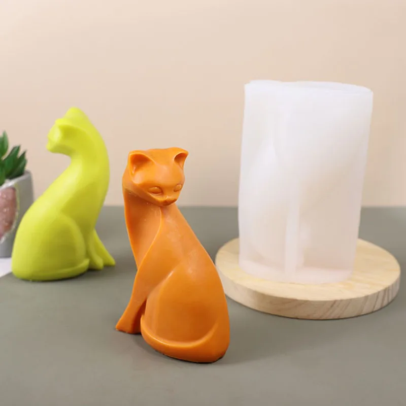 Nordic Abstract Cat Candle Silicone Mold 3D Handmade Artwork Aromatherapy Candle Gypsum Resin Mould Craft Home Decor Gift