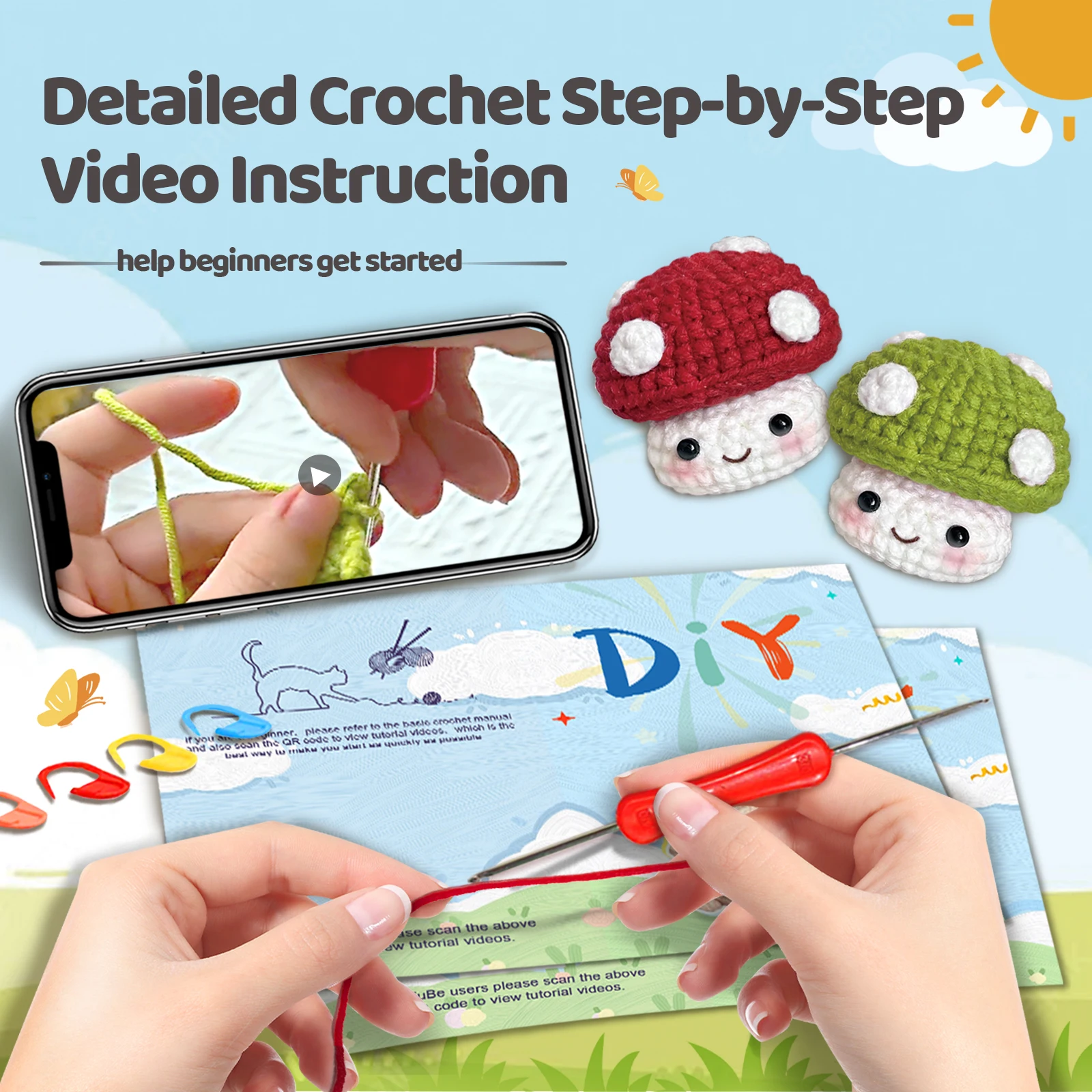 Charming Handmade Mushroom Craft Kit with Video Tutorial