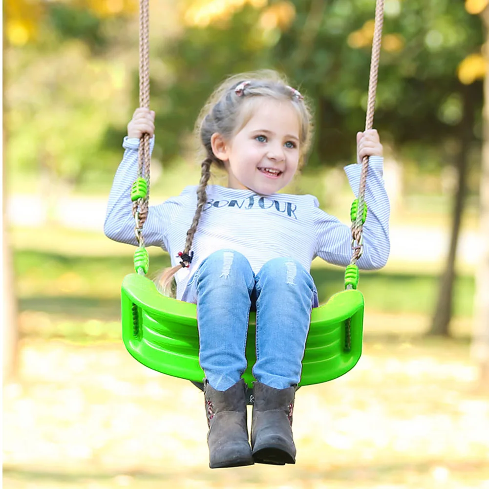 Hanging Seat Toys Height Adjustable Ropes Indoor Outdoor Toys Board Swing Chair Rainbow Curved Board Outdoor Garden Tree Swing 4