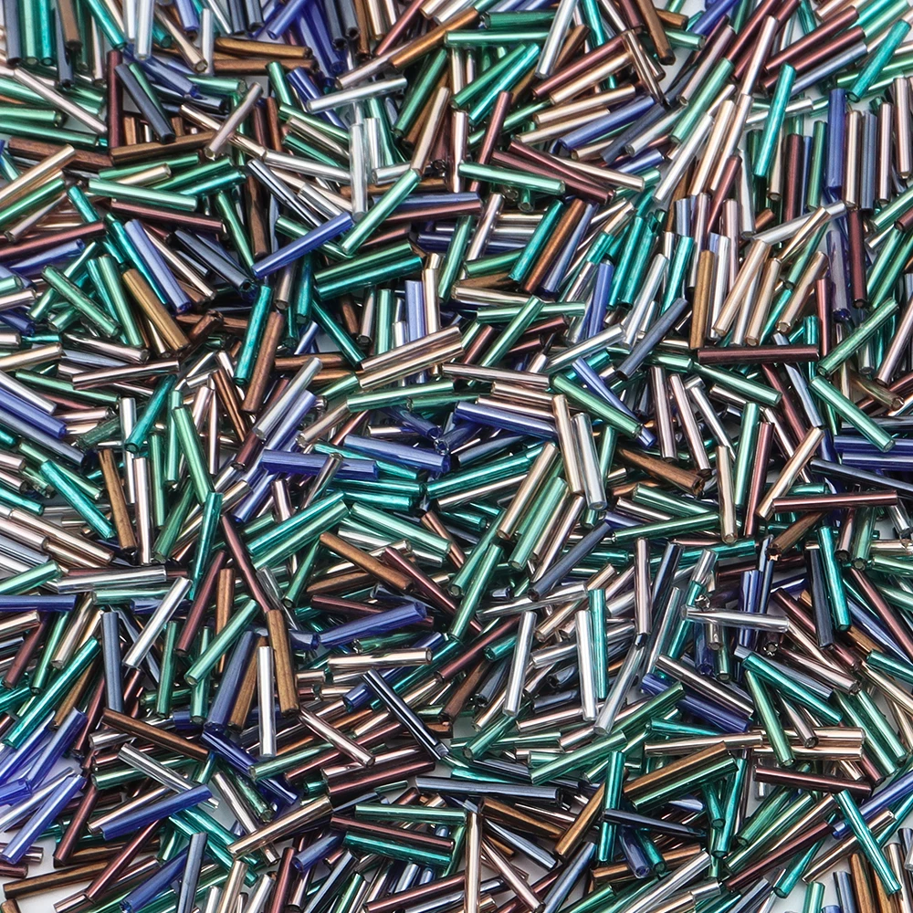 10g/lot 2x12mm 체코 유리 구슬 실버 충전 튜브 비즈 쌀 비즈 씨드 비즈 루즈 스페이서 비즈 DIY 쥬얼리 만들기