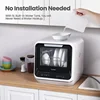 QWCOMFEE'Portable Mini Dishwasher with 5L Built-in Water Tank 6 Programs,360° Dual Spray,192℉ High-Temp& Air-Dry Function 2