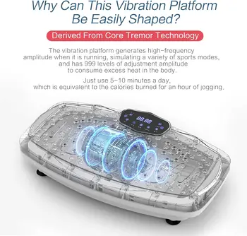 Vibration Plate Exercise Machine Whole Body Workout Vibration Fitness Platform for Home Fitness & Weight Loss + Remote + Loop Re 2