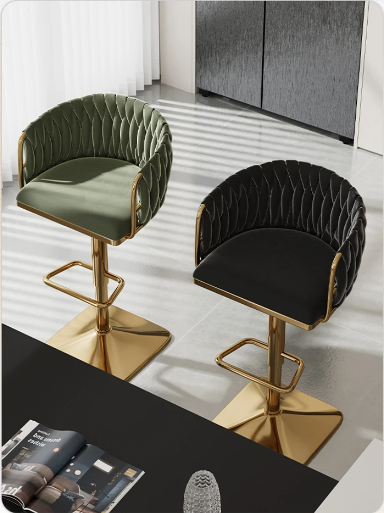 Bar Chairs Velvet Bar Chair Home Kitchen Cafe Lift Swivel Counter Stools Modern with Backrest Furniture