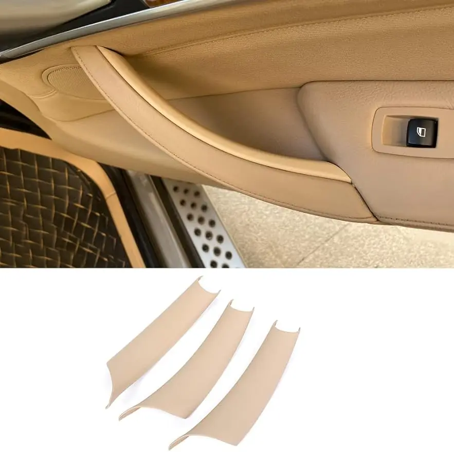 

LHD RHD Carbon Beige Black Fiber 3 piece Internal Door Handle Cover Protective Sleeve For BMW X5 X6 E70 E71 2006-2013